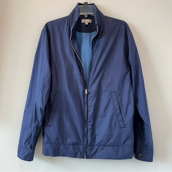Peter Millar Hartford Jacket Mens Large Blue Full Zip Windbreaker Coat Layering - Picture 2 of 16